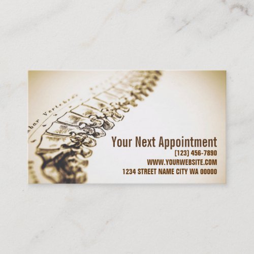 Chiropractor Health Appointment Card