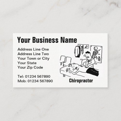 Chiropractor is Treating a Patient Funny Cartoon Business Card