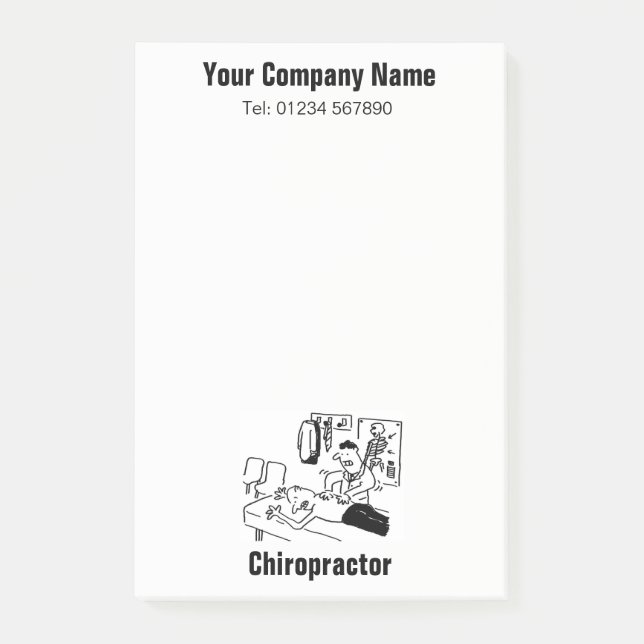 Chiropractor is Treating a Patient Funny Cartoon Post-it Notes (Front)