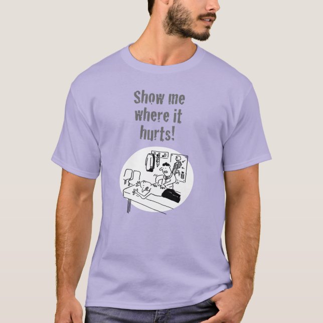 Chiropractor is Treating a Patient Funny Cartoon T-Shirt (Front)