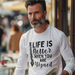 Chiropractor Life is Better When Aligned Coworker  T-Shirt<br><div class="desc">Showcase your passion for spinal health with this playful chiropractor-themed t-shirt featuring the clever slogan "Life is Better When You're Aligned." Perfect for practicing professionals or chiropractic students, this conversation-starting shirt combines professional pride with a dash of humor that both colleagues and patients will appreciate. The eye-catching design makes an...</div>
