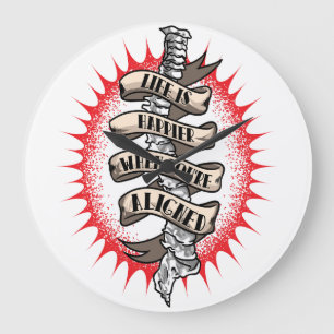 Chiropractor Life is Happier When you're aligned Large Clock