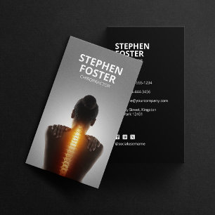 Chiropractor Massage Therapist Spine Adjust Black Business Card