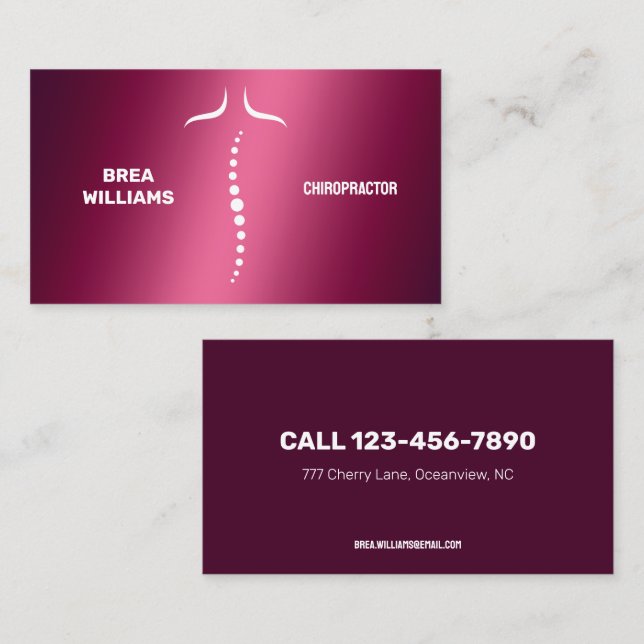 🦴 Chiropractor Massage Therapy Business Card (Front/Back)