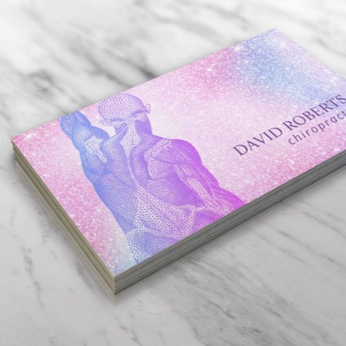 Chiropractor Massage Therapy Spa Unicorn Glitter Business Card