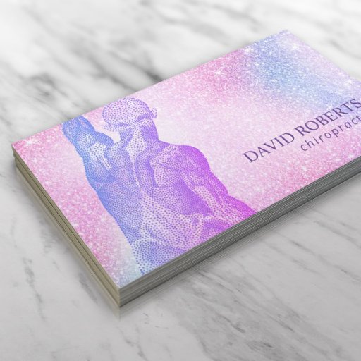 Customizable Chiropractor Massage Therapy Spa Unicorn Glitter Business Card