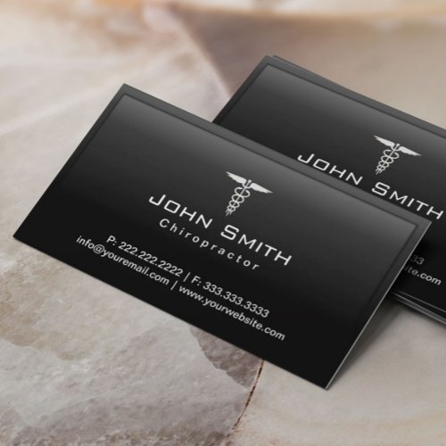 Caduceus Dark Border Chiropractor Business Card