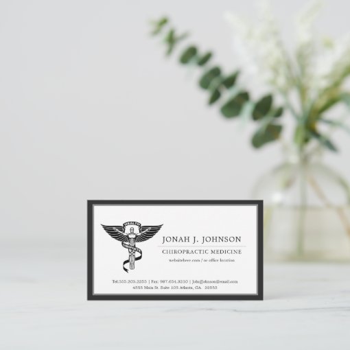 Chiropractor Minimalist Black Border Business Card Zazzle