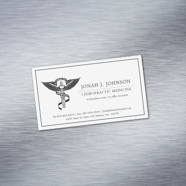 Chiropractor | Minimalist Lined Border Business Card Magnet (In Situ)