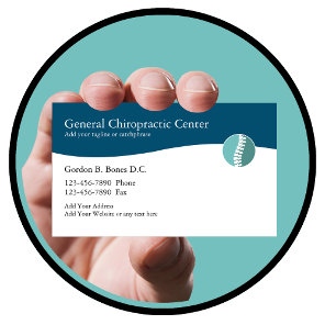Chiropractor Modern Spinal Emblem Business Cards