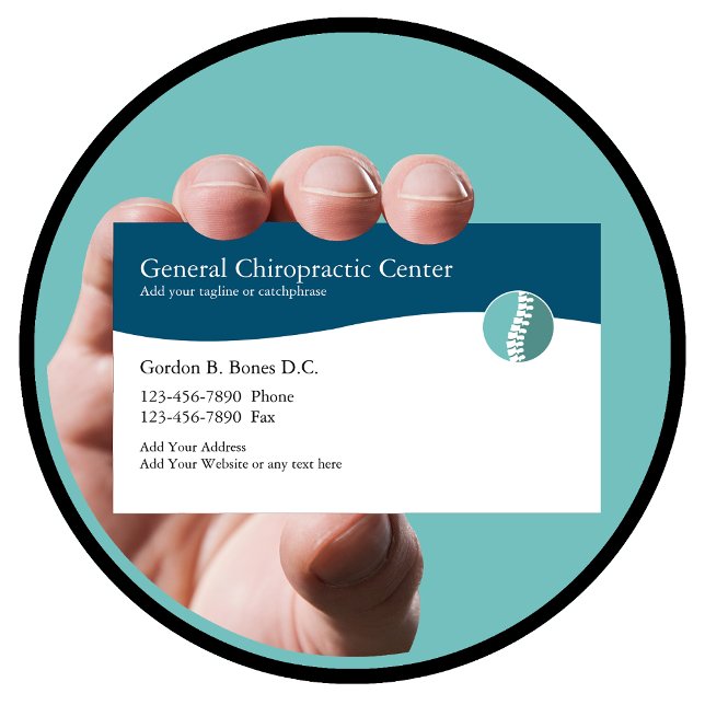 Chiropractor Modern Spinal Emblem Business Cards (Creator Uploaded)