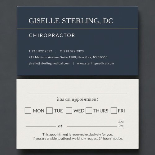 Chiropractor Office Appointment Reminder Card