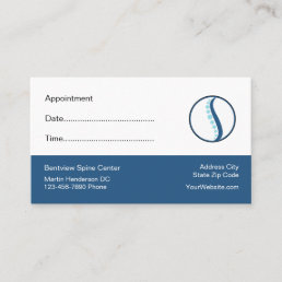 Chiropractor Patient Appointment Business Cards