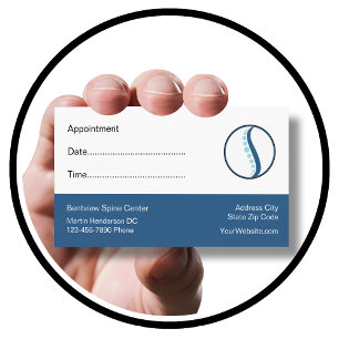 Chiropractor Patient Appointment Business Cards