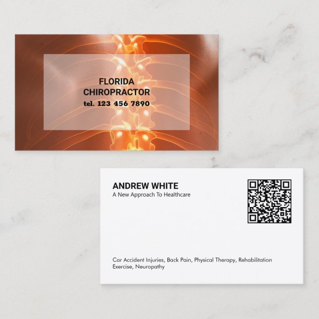 Chiropractor Physical Therapist Custom QR Business Card (Front/Back)