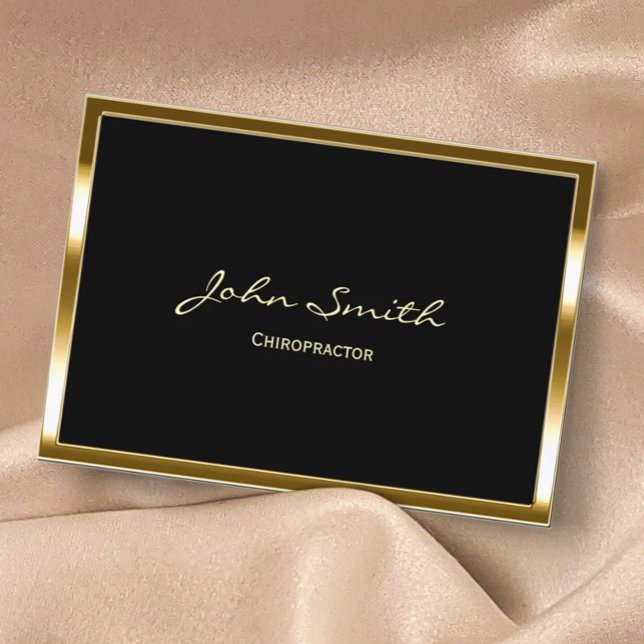 Chiropractor Professional Gold Border Business Card (Creator Uploaded)