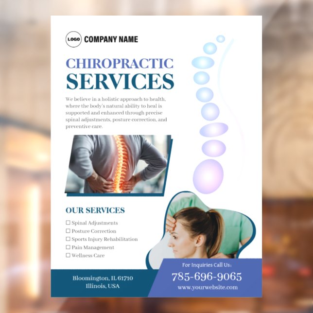 Chiropractor Services Custom Window Cling (Sheet 2)