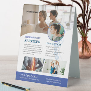 Chiropractor Services Editable Table Tent Sign