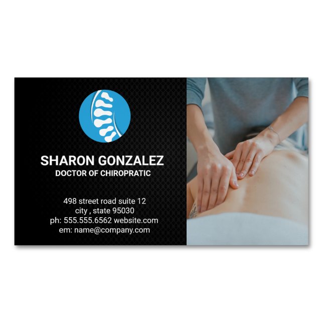 Chiropractor | Spinal Cord Anatomy Business Card Magnet (Front)