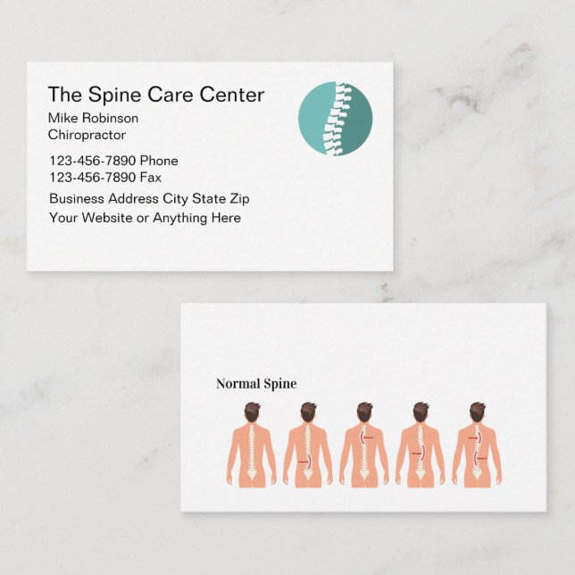 Chiropractor Spine Graphics Theme Business Card (Front/Back)