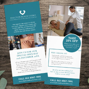 Chiropractor wellness promotional marketing teal rack card