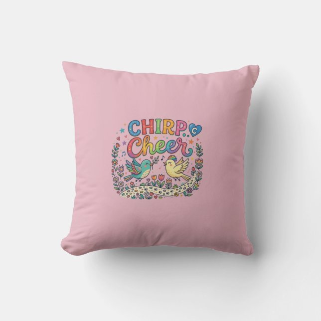 Chirp Cheer Throw Pillow (Front)