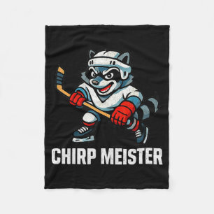 Chirp Meister Funny Hockey Raccoon Traalker Fleece Blanket