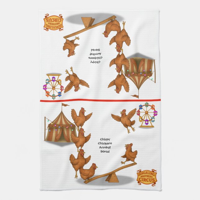 Chirpy Chickens acrobat squad Kitchen Towel (Vertical)