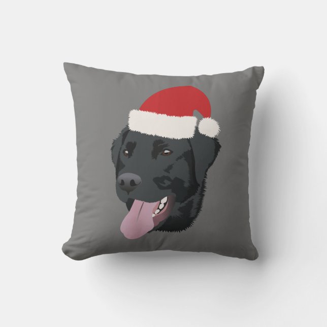 Chirstmas Black Lab Throw Pillow (Front)
