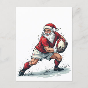 Chirstmas Fantasy Football Playing Santa Claus Holiday Postcard