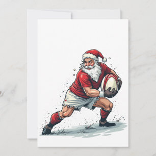 Chirstmas Fantasy Football Playing Santa Claus Invitation