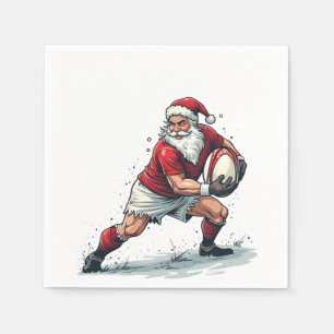 Chirstmas Fantasy Football Playing Santa Claus Napkins