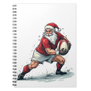 Chirstmas Fantasy Football Playing Santa Claus Notebook