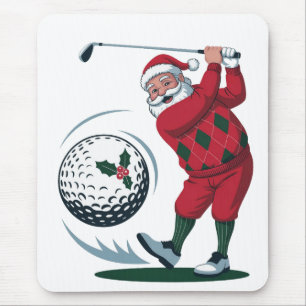 Chirstmas Fantasy Golf Playing Santa Claus Mouse Pad