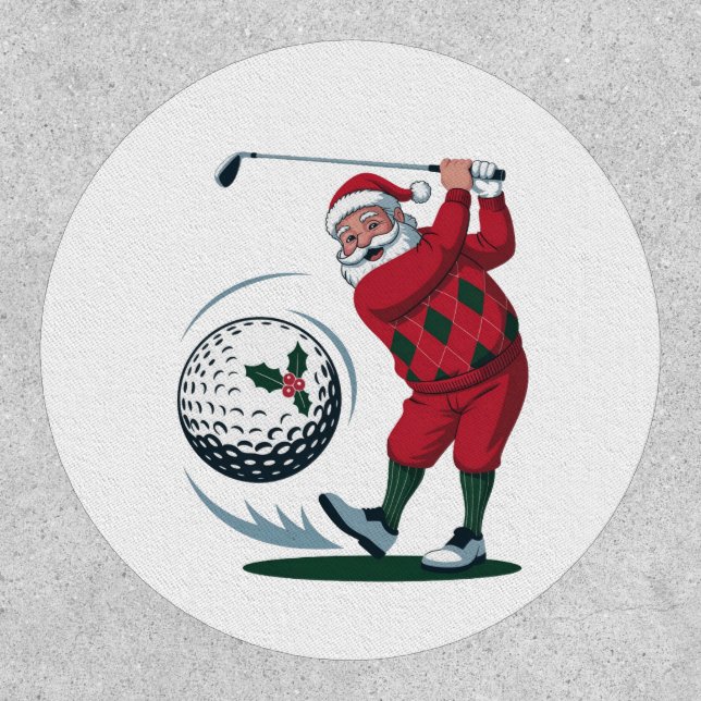 Chirstmas Fantasy Golf Playing Santa Claus   Patch (Front)