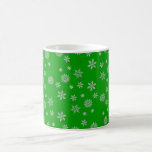 Chirstmas Green and Silver Snowflakes Coffee Mug<br><div class="desc">Blue and Silver Snowflakes mug</div>