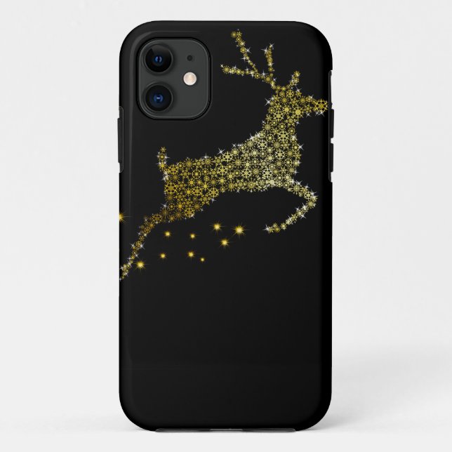 Chirstmas iPhone Case Golden Glitter Deer (Back)