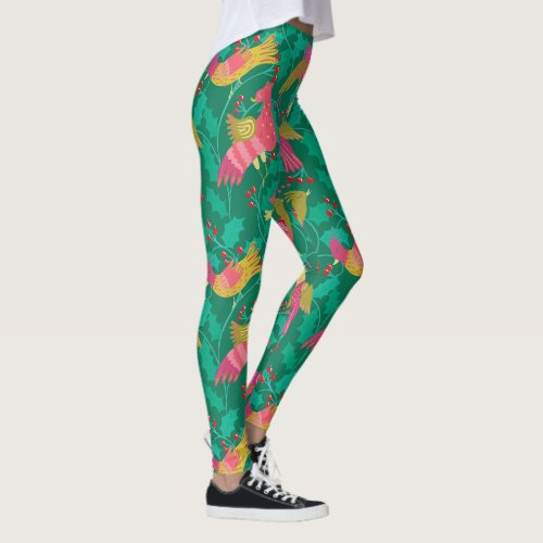 Chirstmas is for the Birds Maximalist Patterned Leggings