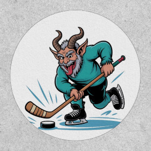 Chirstmas Playing Icehockey Spooky Christmas Sport Patch