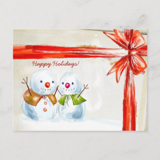 Chirstmas Snowmen Holiday Postcard