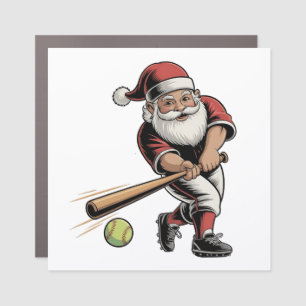 Chirstmas Softball Playing Santa Claus Sport Car Magnet