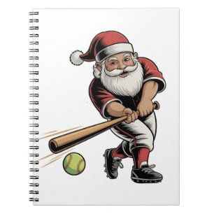 Chirstmas Softball Playing Santa Claus Sport  Notebook