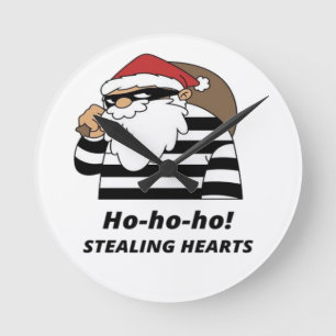 chirstmas stealing heart round clock