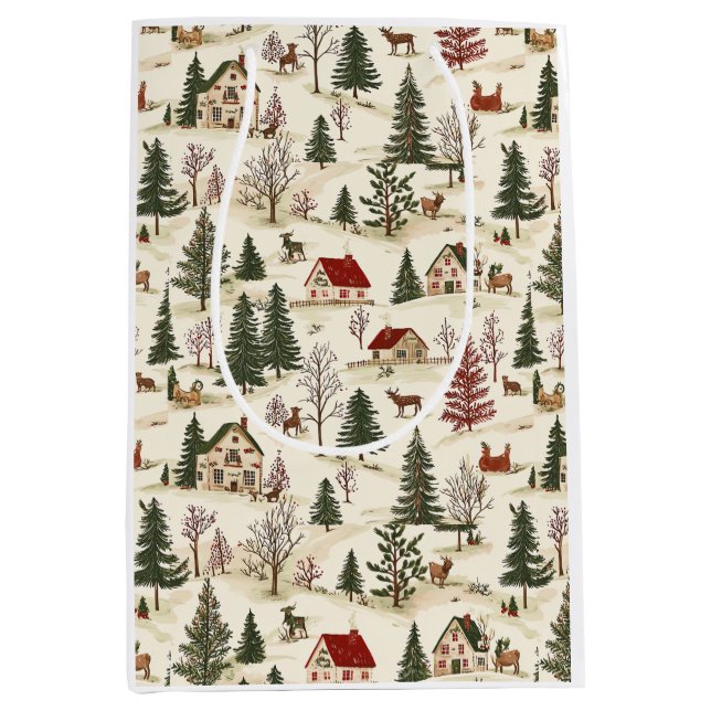 Chirstmas Vintage Village  Medium Gift Bag (Front)