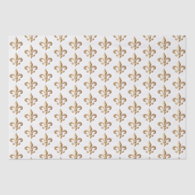 Chiseled Gold Gradient Heraldic Fleur de lis Wrapp Tissue Paper (Front)