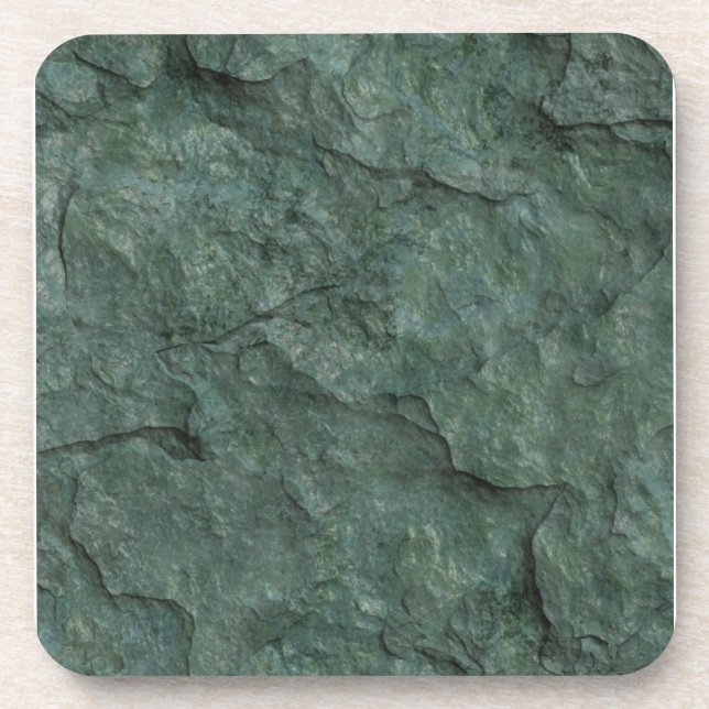 Chiseled Gray Green Rock Drink Coaster (Front)