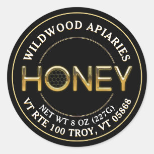 Chiseled Metallic Gold Honey Label Black Honeycomb