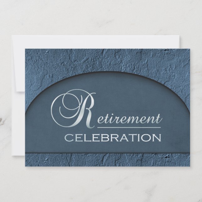 Chiseled Stone Blue Business Executive Retirement Invitation (Front)