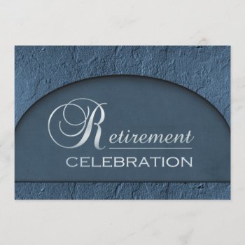 Chiseled Stone Blue Business Executive Retirement Invitation by PaperExpressions at Zazzle