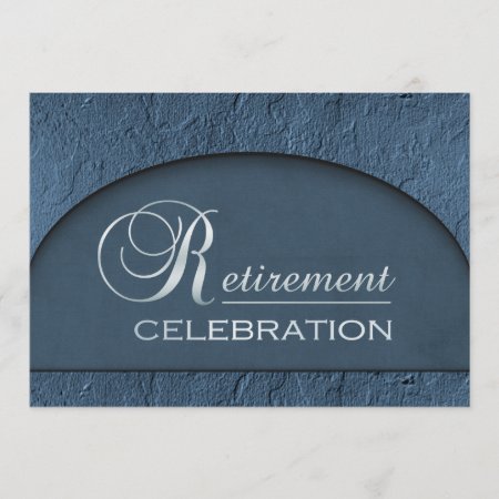 Chiseled Stone Blue Business Executive Retirement Invitation